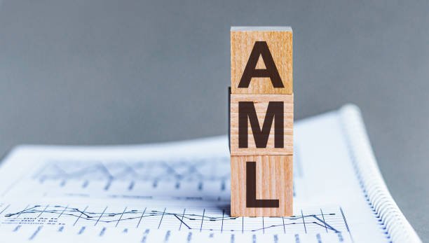 AML abbreviation stands for Anti Money laundering, on wooden blocks.